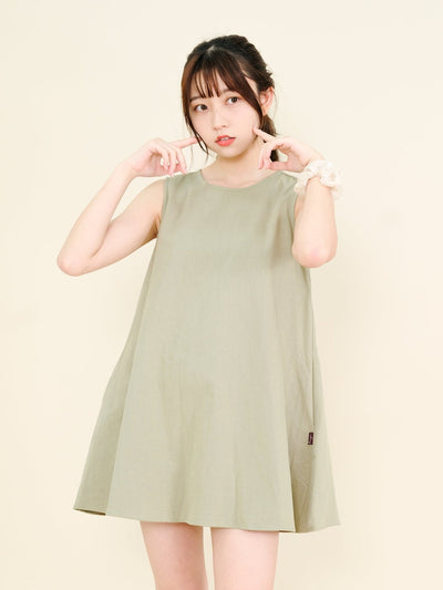 Essential A-Line Sleeveless Mini Dress - DAG-DD9145-22SageF - Matcha Green - F - D'ZAGE Designs