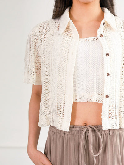 Melli Mesh Top Set - DAG-G-220141WhiteF - Mochi Ivory - F - D'ZAGE Designs