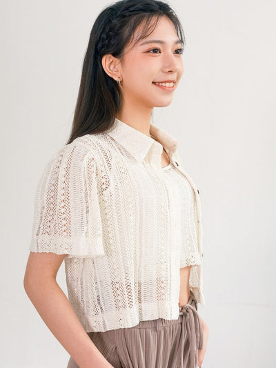 Melli Mesh Top Set - DAG-G-220141WhiteF - Mochi Ivory - F - D'ZAGE Designs