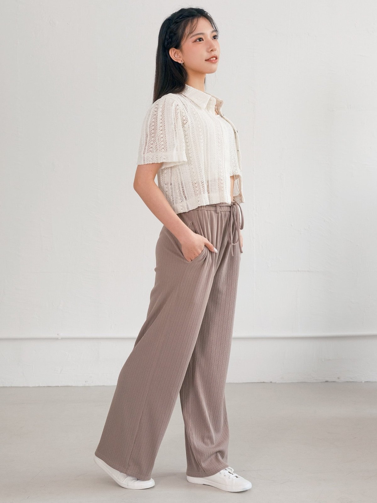 Melli Mesh Top Set - DAG-G-220141WhiteF - Mochi Ivory - F - D'ZAGE Designs
