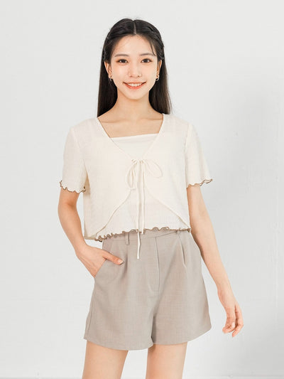 Pye Pleat Tailored Shorts - DAG-DD9470-23LightBeigeS - Beige - S - D'ZAGE Designs