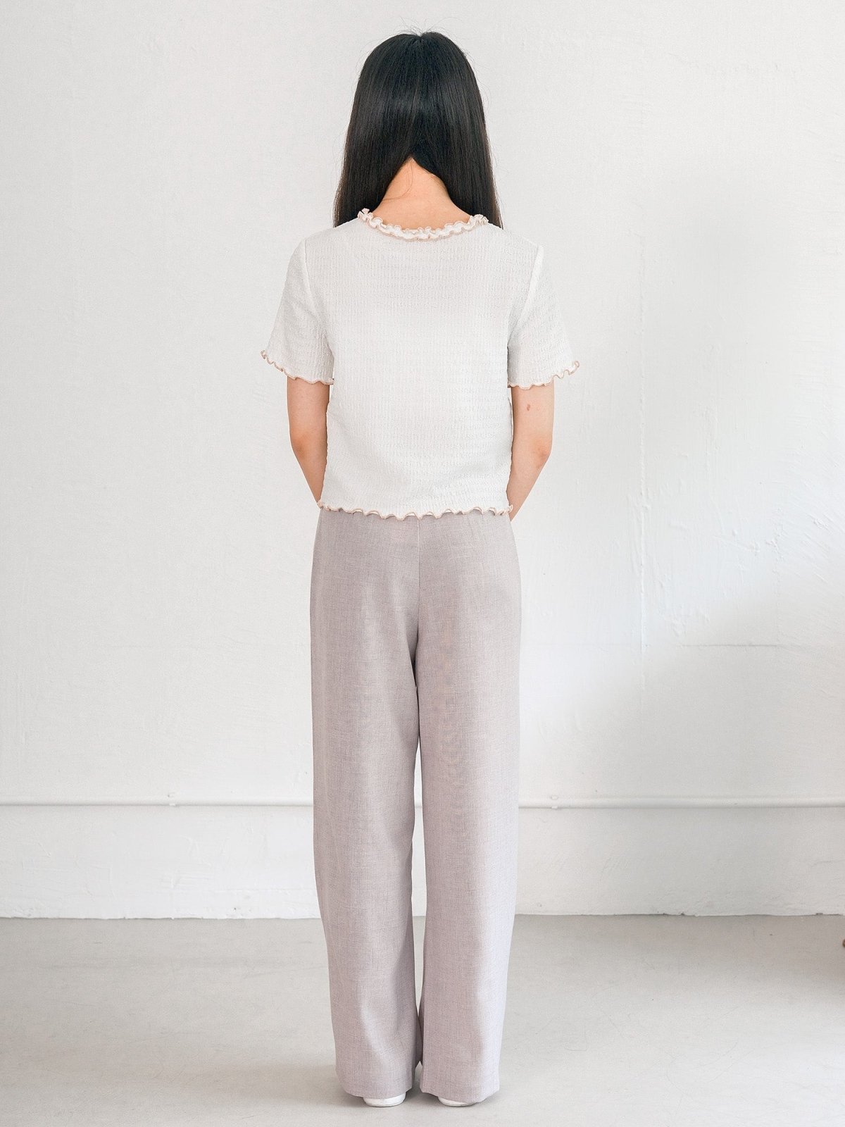 Estelle Front Seam Contrast Top - DAG-DD0361-23WhitePinkS - White With Pink Hem - S - D'ZAGE Designs