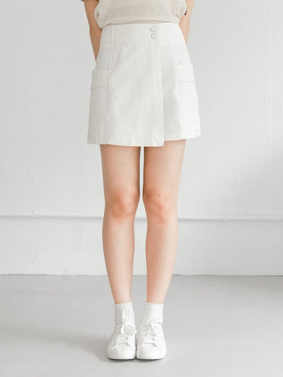 Hera A-line Wrap Skort - DAG-G-220137WhiteS - White - S - D'ZAGE Designs