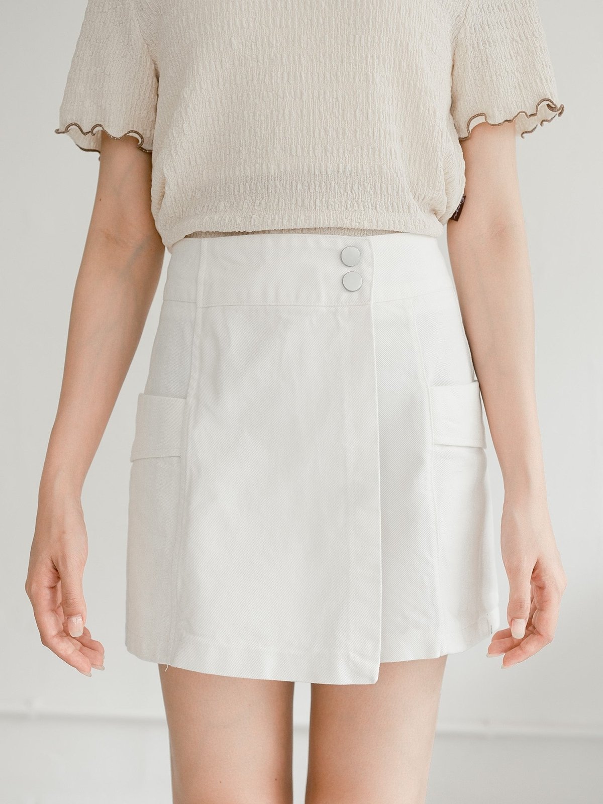 Hera A-line Wrap Skort - DAG-G-220137WhiteS - White - S - D'ZAGE Designs