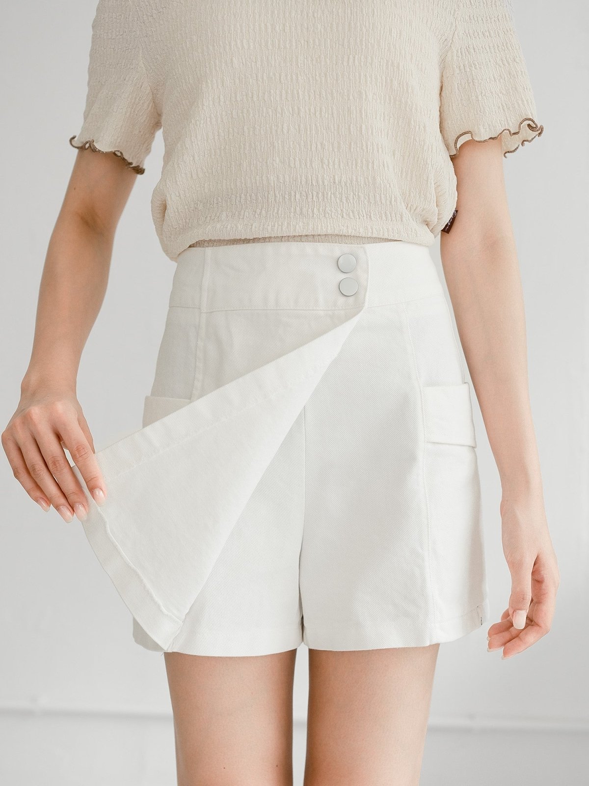 Hera A-line Wrap Skort - DAG-G-220137WhiteS - White - S - D'ZAGE Designs