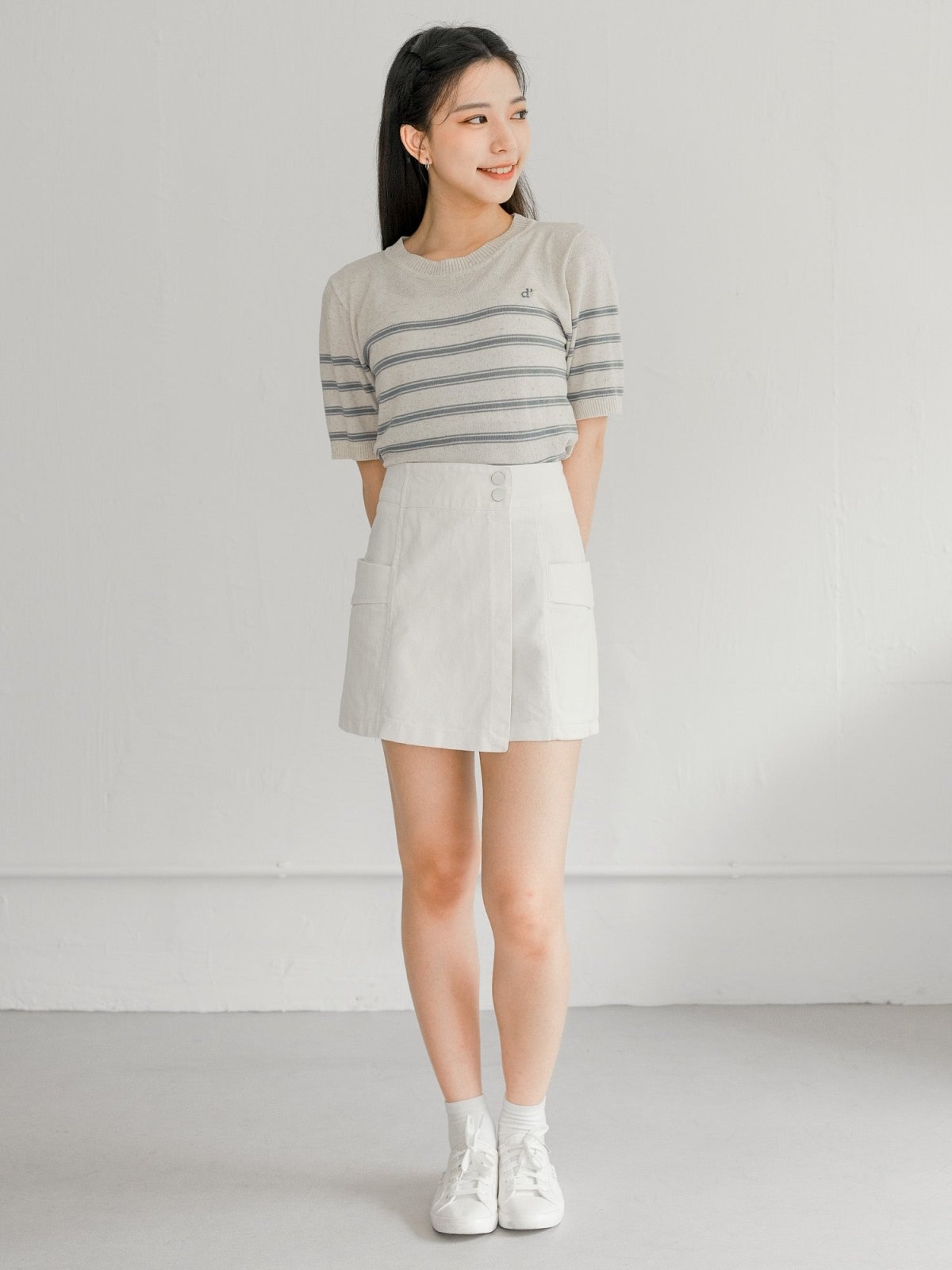 Signature Striped Knit Top - DAG-G-220133BlueF - Blue With Cream Hem - F - D'ZAGE Designs