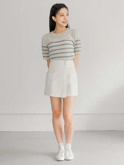 Signature Striped Knit Top - DAG-G-220133BlueF - Blue With Cream Hem - F - D'ZAGE Designs