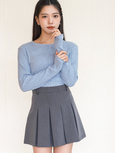 Hiro High Waisted Pleated Mini Skirt - DAG-G-220095DarkGrayS - Charcoal - S - D'ZAGE Designs