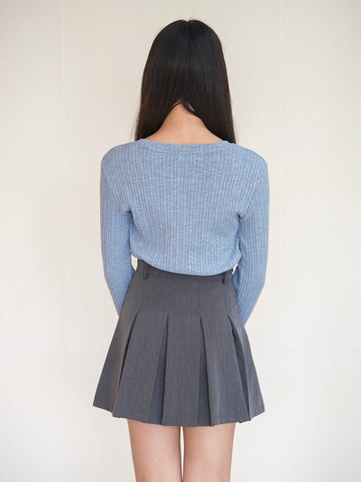 Hiro High Waisted Pleated Mini Skirt - DAG-G-220095DarkGrayS - Charcoal - S - D'ZAGE Designs