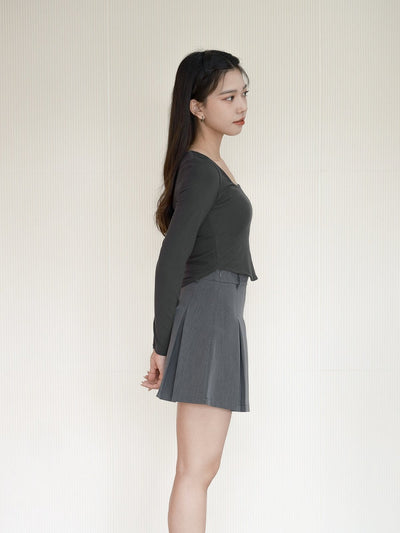 Urella U-neck Crop Top - DAG-G-220101DarkGrayF - Charcoal - F - D'ZAGE Designs