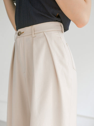Montie Belted Wide Leg Pants - DAG-G-220157KhakiS - Khaki Beige - S - D'ZAGE Designs