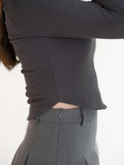 Urella U-neck Crop Top - DAG-G-220101DarkGrayF - Charcoal - F - D'ZAGE Designs