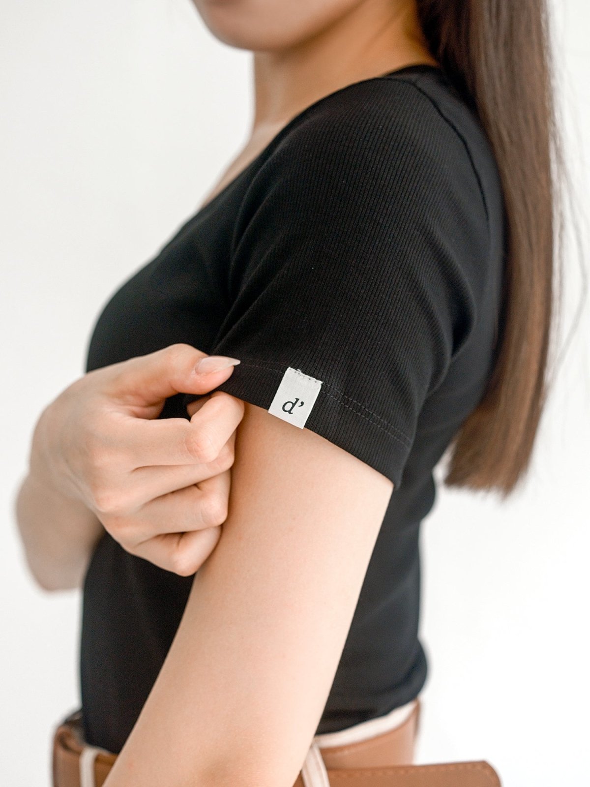 Leora Square Neck Tee - DAG-G-220135BlackF - Black - F - D'ZAGE Designs