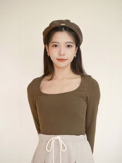 Urella U-neck Crop Top - DAG-G-220101BrownieF - Brownie - F - D'ZAGE Designs