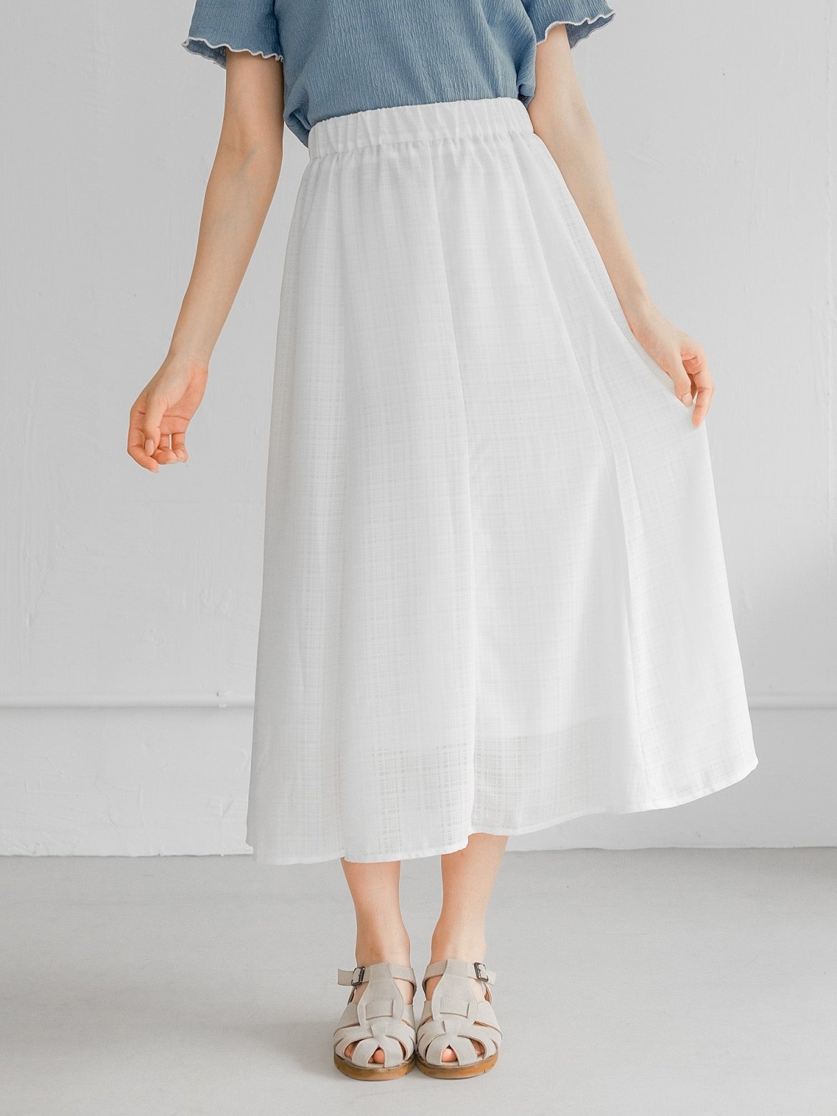 Chloe Checker Patterned Skirt - DAG-DD0191-23IvoryPlaidF - White - F - D'ZAGE Designs