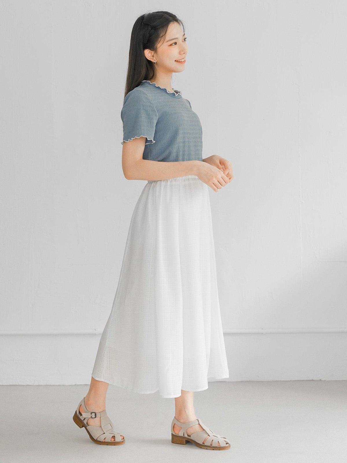 Chloe Checker Patterned Skirt - DAG-DD0191-23IvoryPlaidF - White - F - D'ZAGE Designs