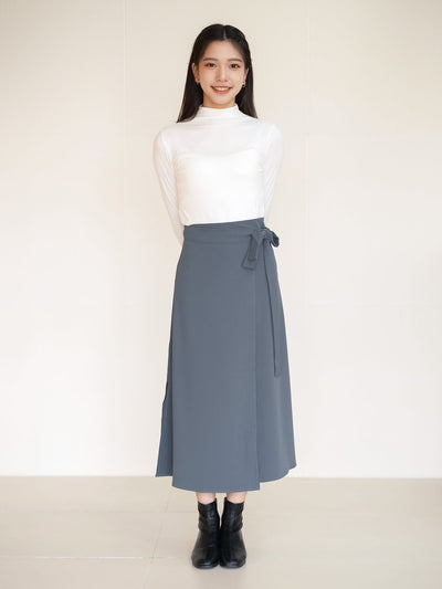 Simoa Side Slit Wrap Skirt - DAG-G-220086BlueF - Midnight Blue - F - D'ZAGE Designs