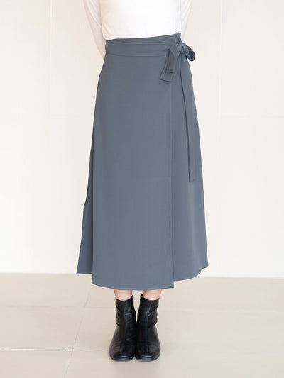 Simoa Side Slit Wrap Skirt - DAG-G-220086BlueF - Midnight Blue - F - D'ZAGE Designs