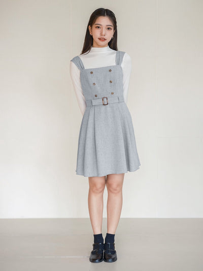Colleen Contrast Button Mini Dress - DAG-DD0102-23LightblueS - Baby Blue - S - D'ZAGE Designs