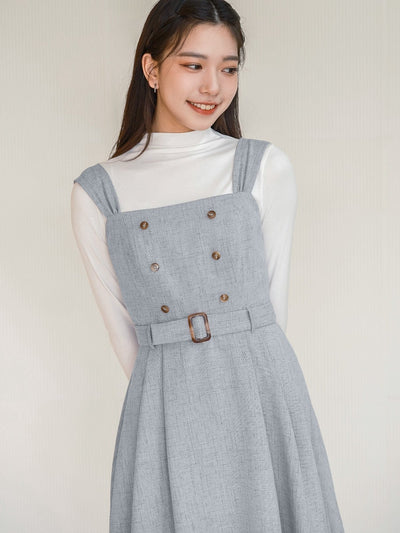 Colleen Contrast Button Mini Dress - DAG-DD0102-23LightblueS - Baby Blue - S - D'ZAGE Designs