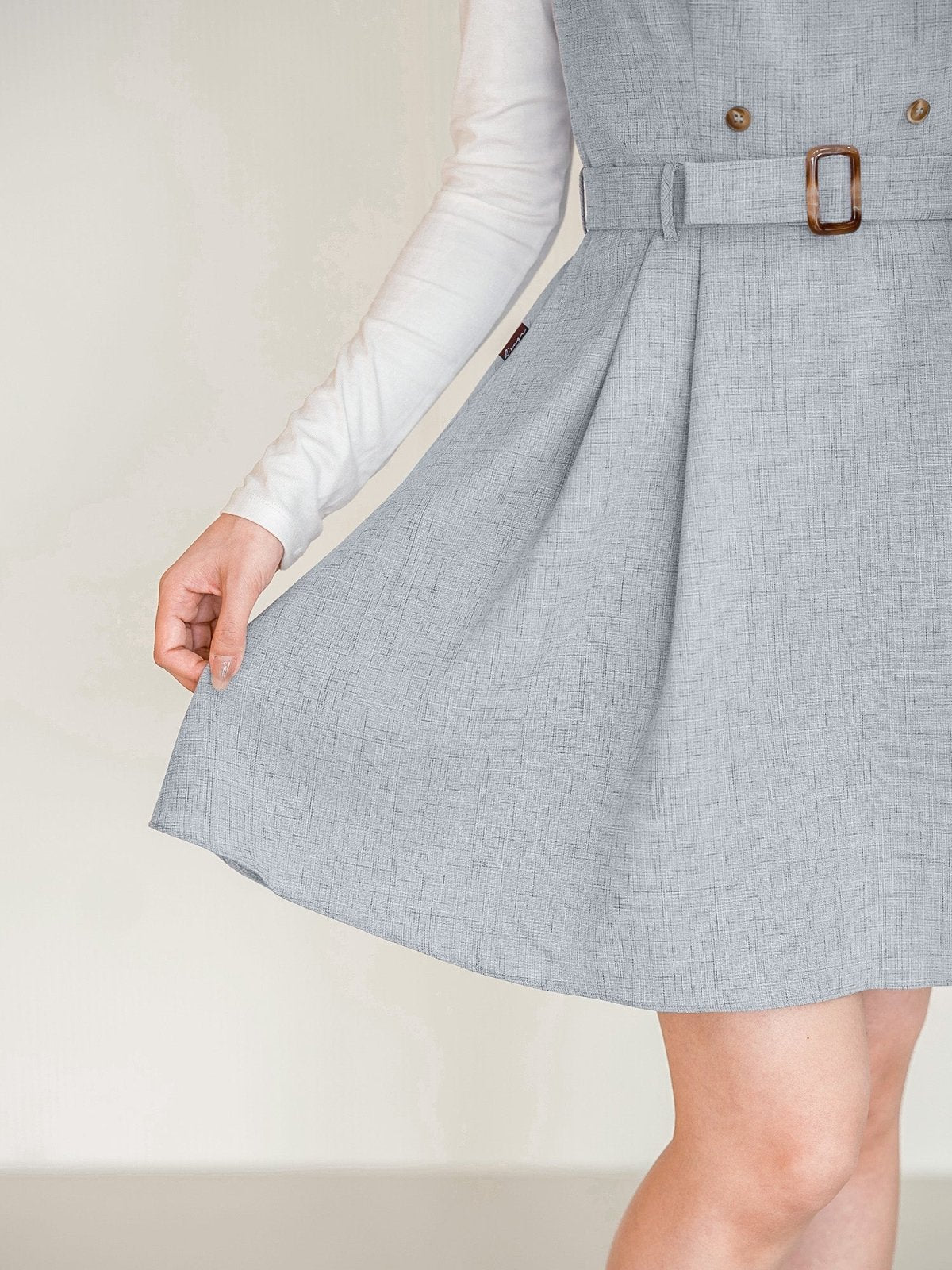 Colleen Contrast Button Mini Dress - DAG-DD0102-23LightblueS - Baby Blue - S - D'ZAGE Designs
