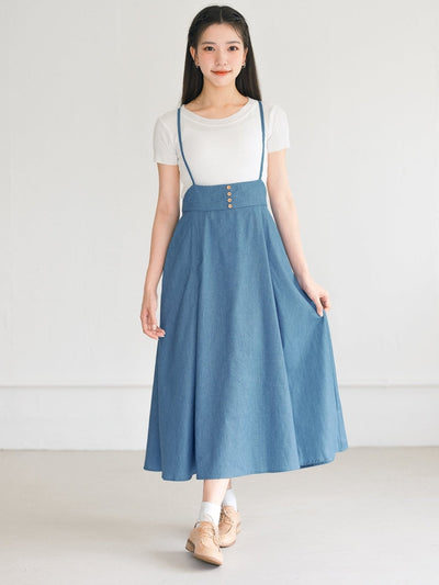 Tish Strap Midi Skirt - DAG-DD0336-23DenimS - Denim - S - D'ZAGE Designs