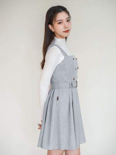 Colleen Contrast Button Mini Dress - DAG-DD0102-23LightblueS - Baby Blue - S - D'ZAGE Designs