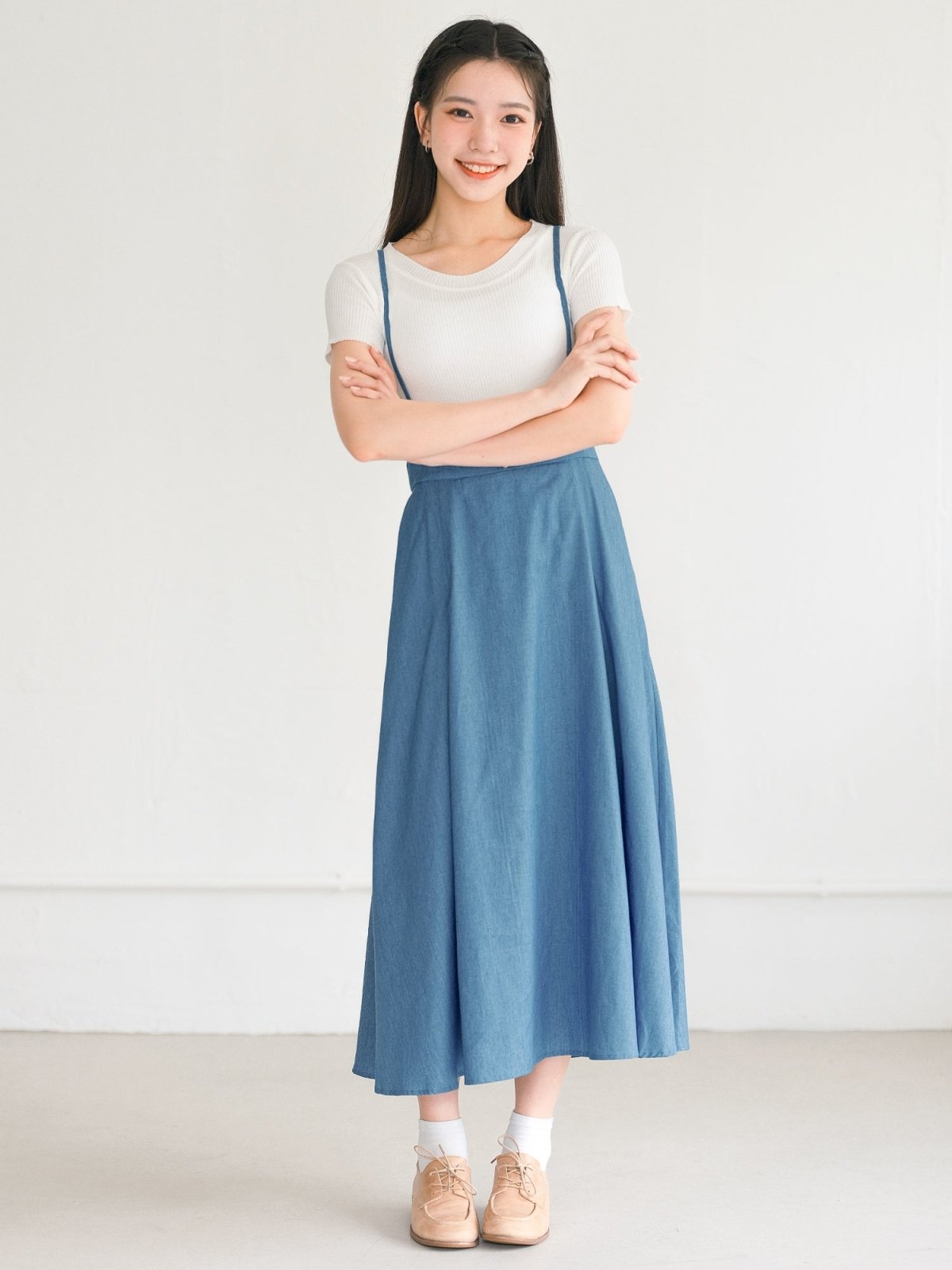 Tish Strap Midi Skirt - DAG-DD0336-23DenimS - Denim - S - D'ZAGE Designs