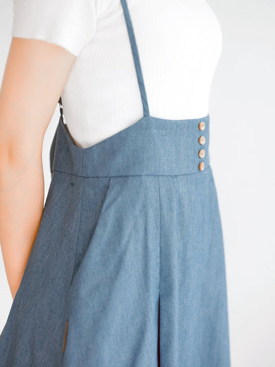 Tish Strap Midi Skirt - DAG-DD0336-23LightDenimS - Light Denim - S - D'ZAGE Designs