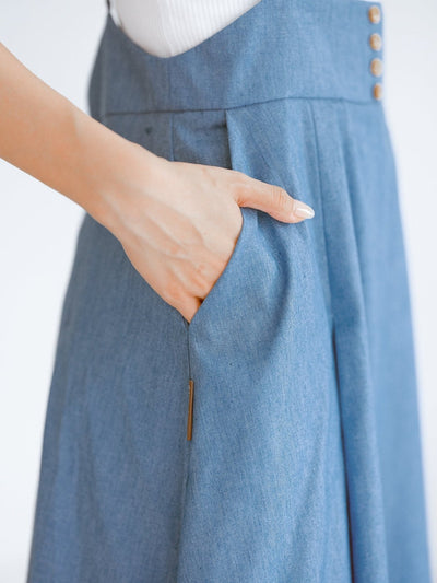 Tish Strap Midi Skirt - DAG-DD0336-23LightDenimS - Light Denim - S - D'ZAGE Designs