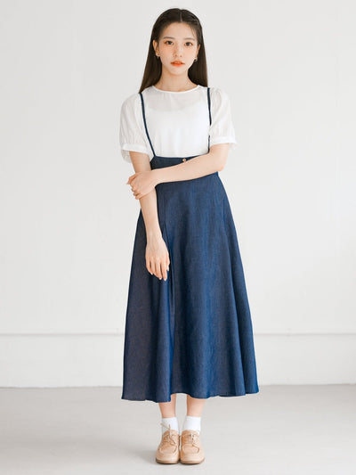 Tish Strap Midi Skirt - DAG-DD0336-23DenimS - Denim - S - D'ZAGE Designs