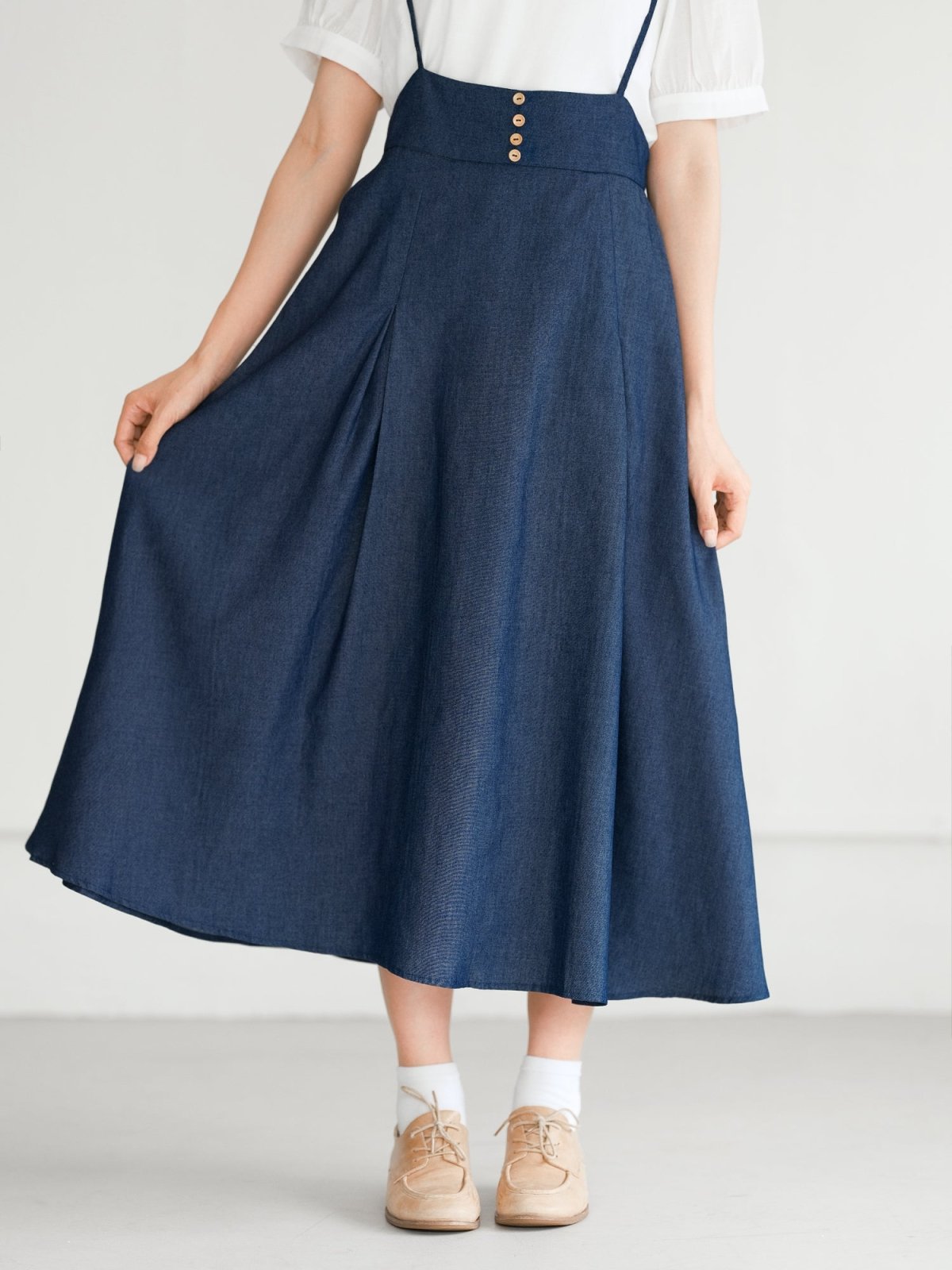 Tish Strap Midi Skirt - DAG-DD0336-23DenimS - Denim - S - D'ZAGE Designs