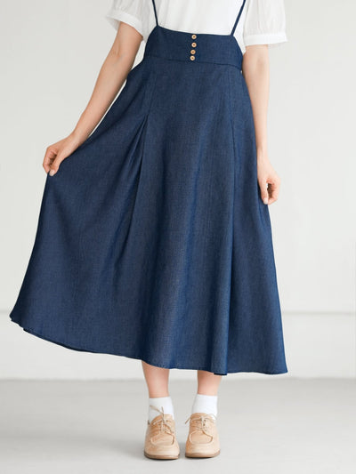 Tish Strap Midi Skirt - DAG-DD0336-23DenimS - Denim - S - D'ZAGE Designs