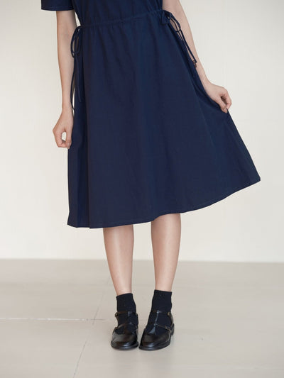 Kino Cotton Two-Way Square Neck Dress - DAG-DD0155-23NavyF - Navy Blue - F - D'ZAGE Designs