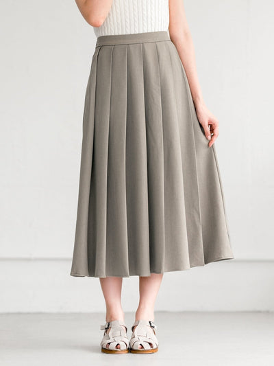 Elia Elastic-back Flowy Pleated Skirt - DAG-G-220154GREYS - Khaki Gray - S - D'ZAGE Designs