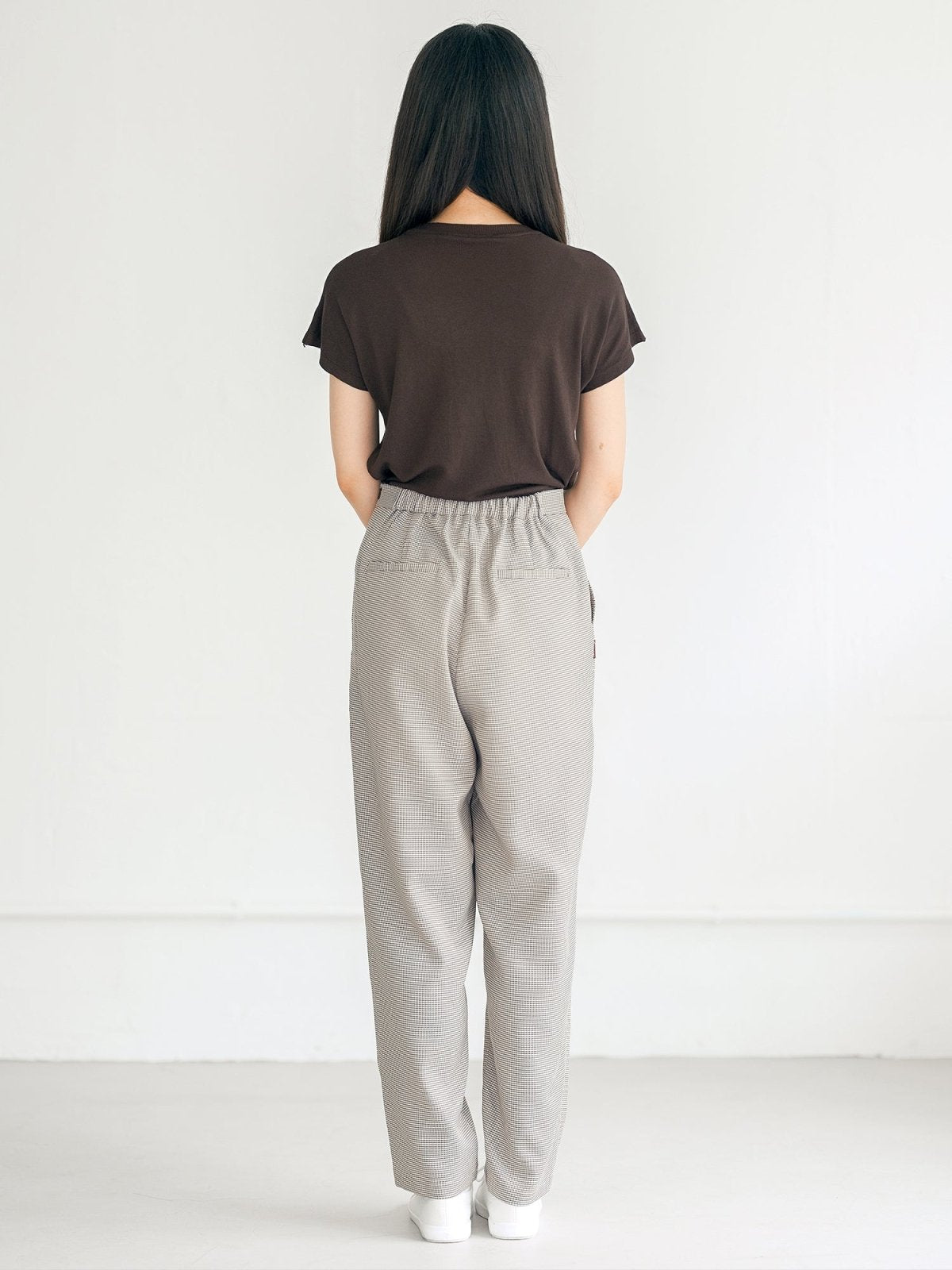 Joy Buckle Taper Trousers - DAG-DD0339-23BrownieS - Brown Houndstooth - S - D'ZAGE Designs