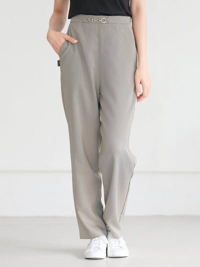 Joy Buckle Taper Trousers - DAG-DD0339-23BrownieS - Brown Houndstooth - S - D'ZAGE Designs