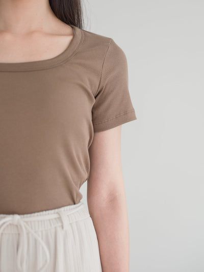 Leora Square Neck Tee - DAG-G-220135BrownieF - Brownie - F - D'ZAGE Designs