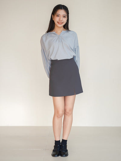 Perla Balloon Sleeve Blouse - DAG-DD9612-22MistyBlueF - Baby Blue - F - D'ZAGE Designs