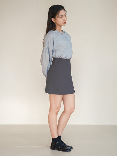 Perla Balloon Sleeve Blouse - DAG-DD9612-22MistyBlueF - Baby Blue - F - D'ZAGE Designs