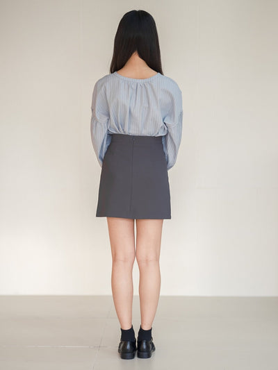 Perla Balloon Sleeve Blouse - DAG-DD9612-22MistyBlueF - Baby Blue - F - D'ZAGE Designs