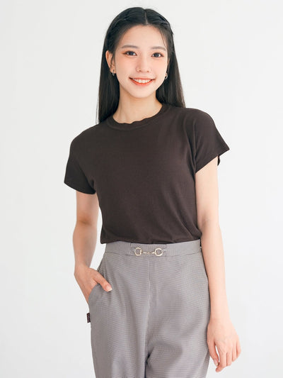 Neva Funnel Neck Knit Tee - DAG-G-220164BrownieF - Brownie - F - D'ZAGE Designs