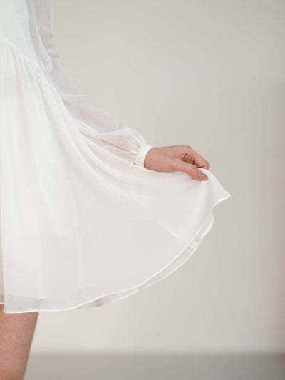 Button Front Mini Dress - DAG-DD7845-21lvoryS - Mochi Ivory - S - D'ZAGE Designs