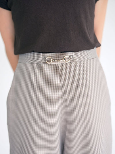 Joy Buckle Taper Trousers - DAG-DD0339-23BrownieS - Brown Houndstooth - S - D'ZAGE Designs