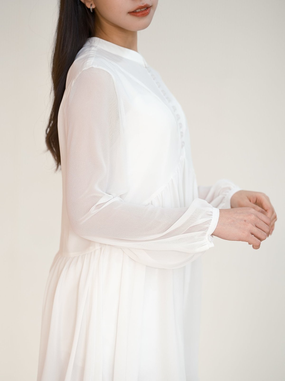 Button Front Mini Dress - DAG-DD7845-21lvoryS - Mochi Ivory - S - D'ZAGE Designs