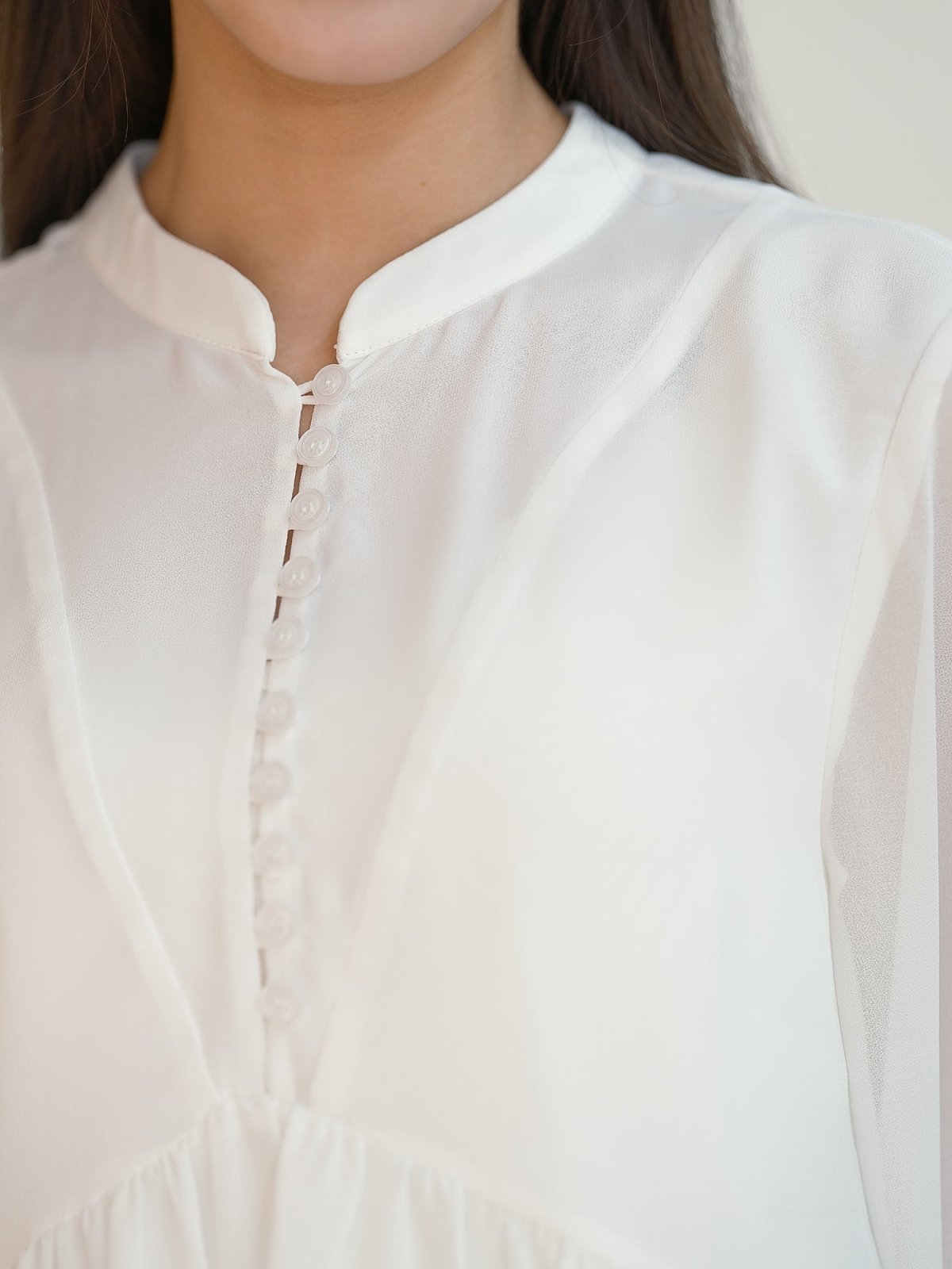 Button Front Mini Dress - DAG-DD7845-21lvoryS - Mochi Ivory - S - D'ZAGE Designs