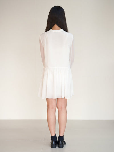 Button Front Mini Dress - DAG-DD7845-21lvoryS - Mochi Ivory - S - D'ZAGE Designs
