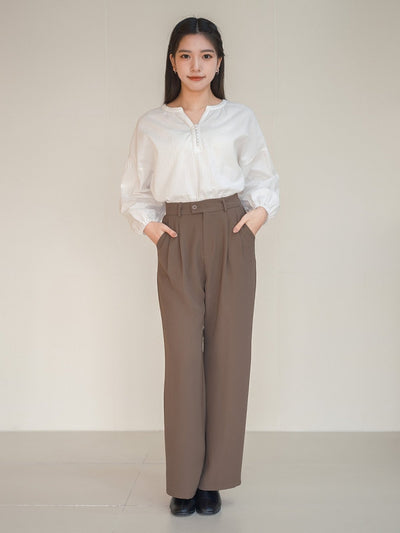 Perla Balloon Sleeve Blouse - DAG-DD9612-22MochiIvoryF - Mochi Ivory - F - D'ZAGE Designs