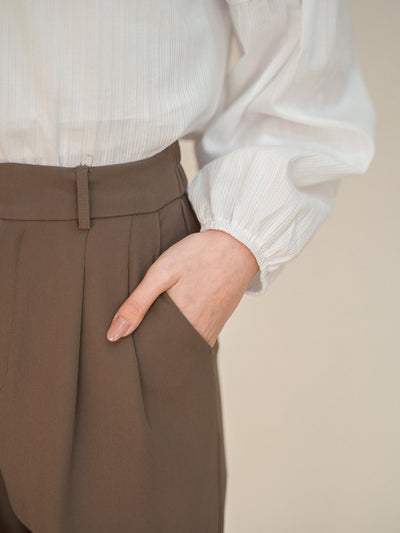 Perla Balloon Sleeve Blouse - DAG-DD9612-22MochiIvoryF - Mochi Ivory - F - D'ZAGE Designs