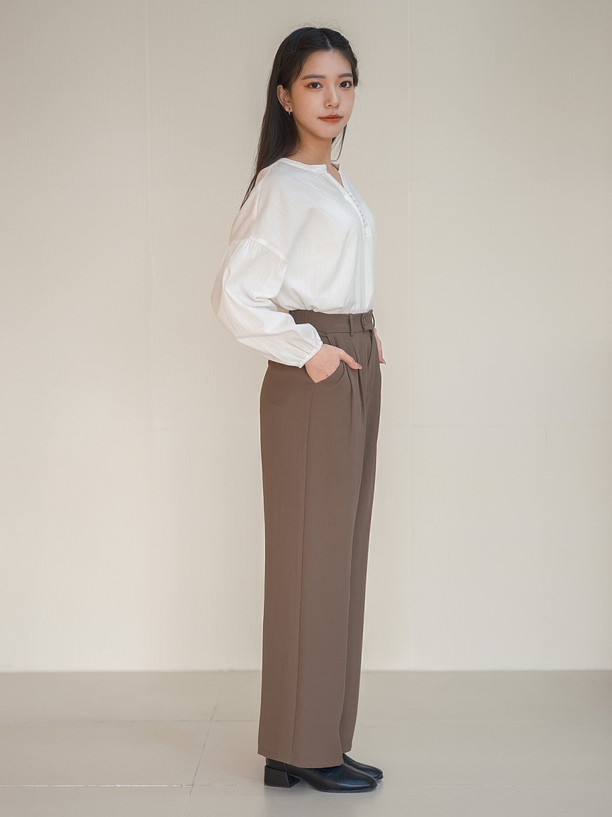 Perla Balloon Sleeve Blouse - DAG-DD9612-22MochiIvoryF - Mochi Ivory - F - D'ZAGE Designs